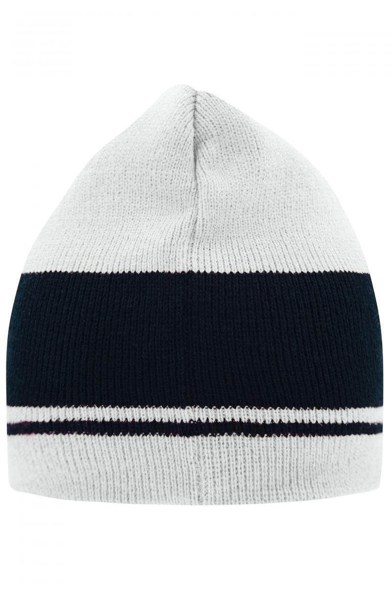 Knitted Beanie - off-white/navy