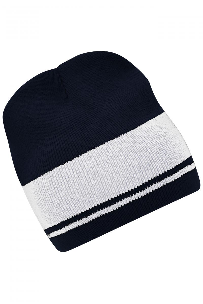Knitted Beanie - navy/off-white