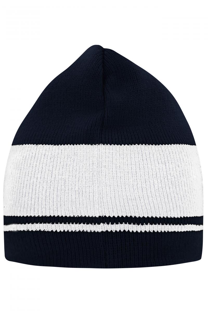Knitted Beanie - navy/off-white