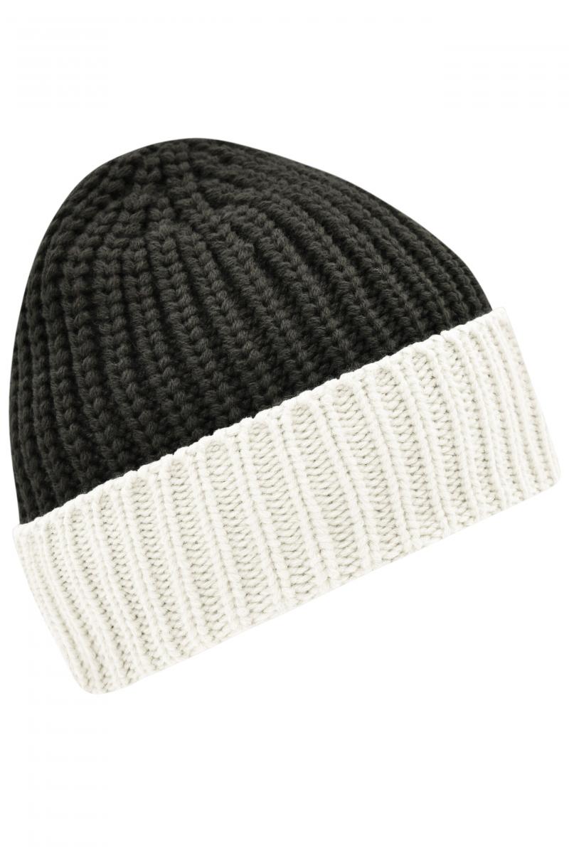 Soft Knitted Beanie - carbon/off-white