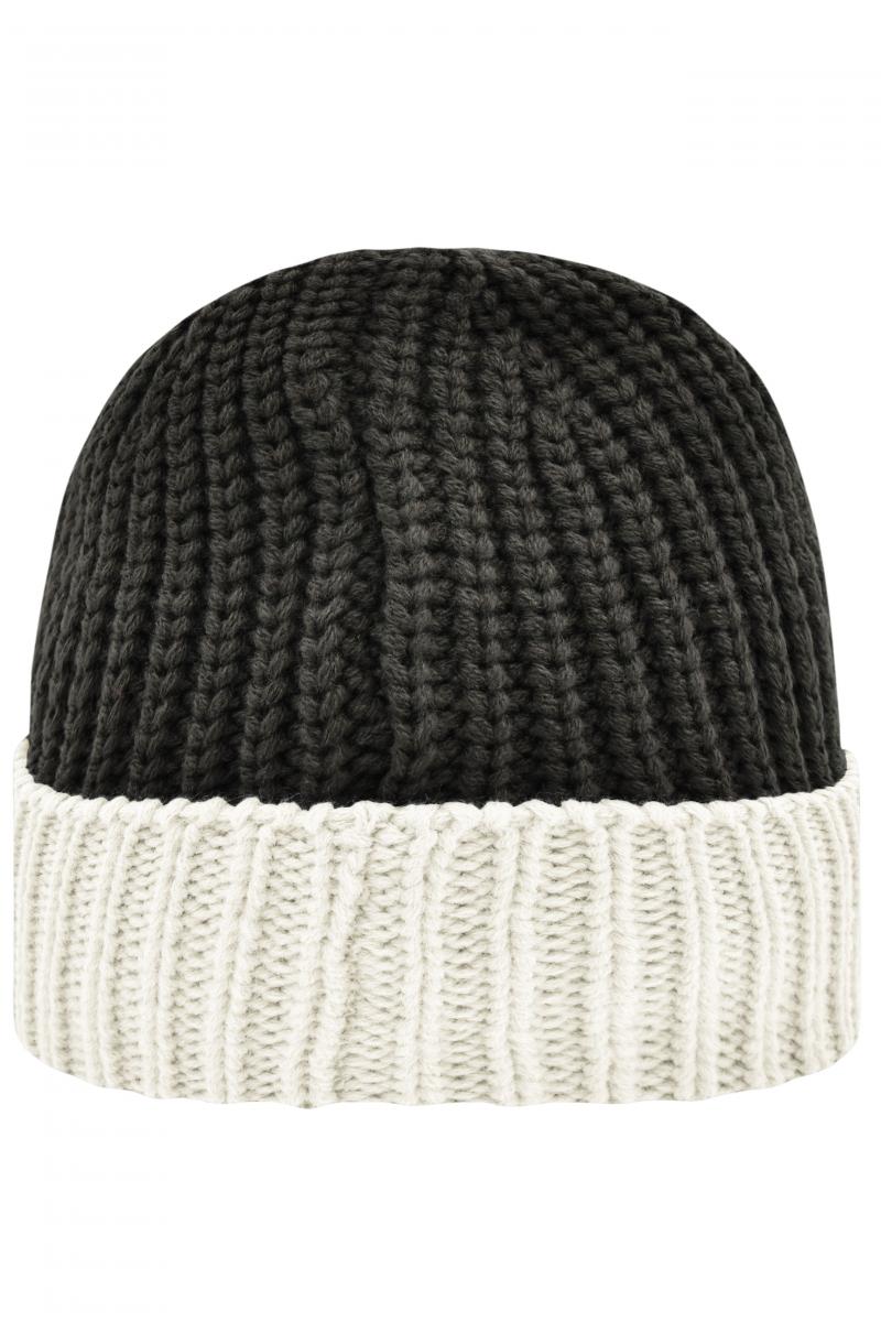 Soft Knitted Beanie - carbon/off-white