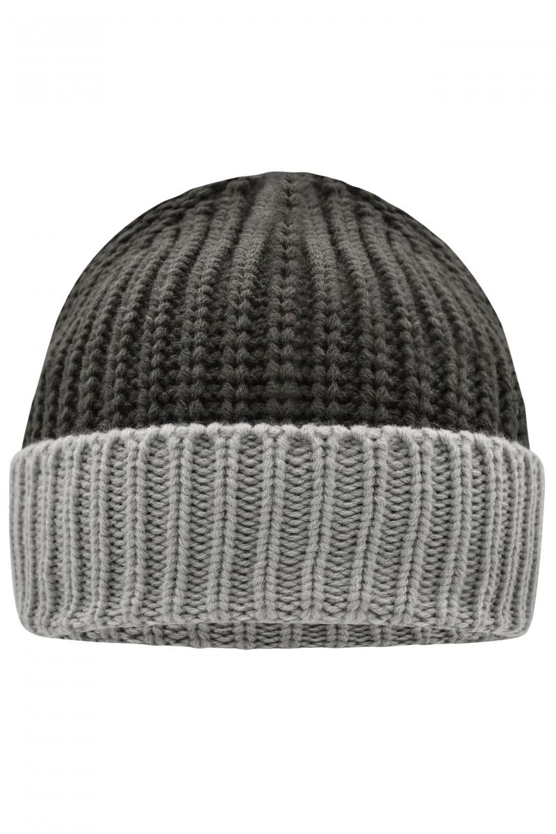 Soft Knitted Beanie - carbon/light-grey