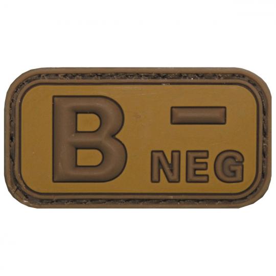 Klettabzeichen Blutgruppe B NEG - braun-khaki