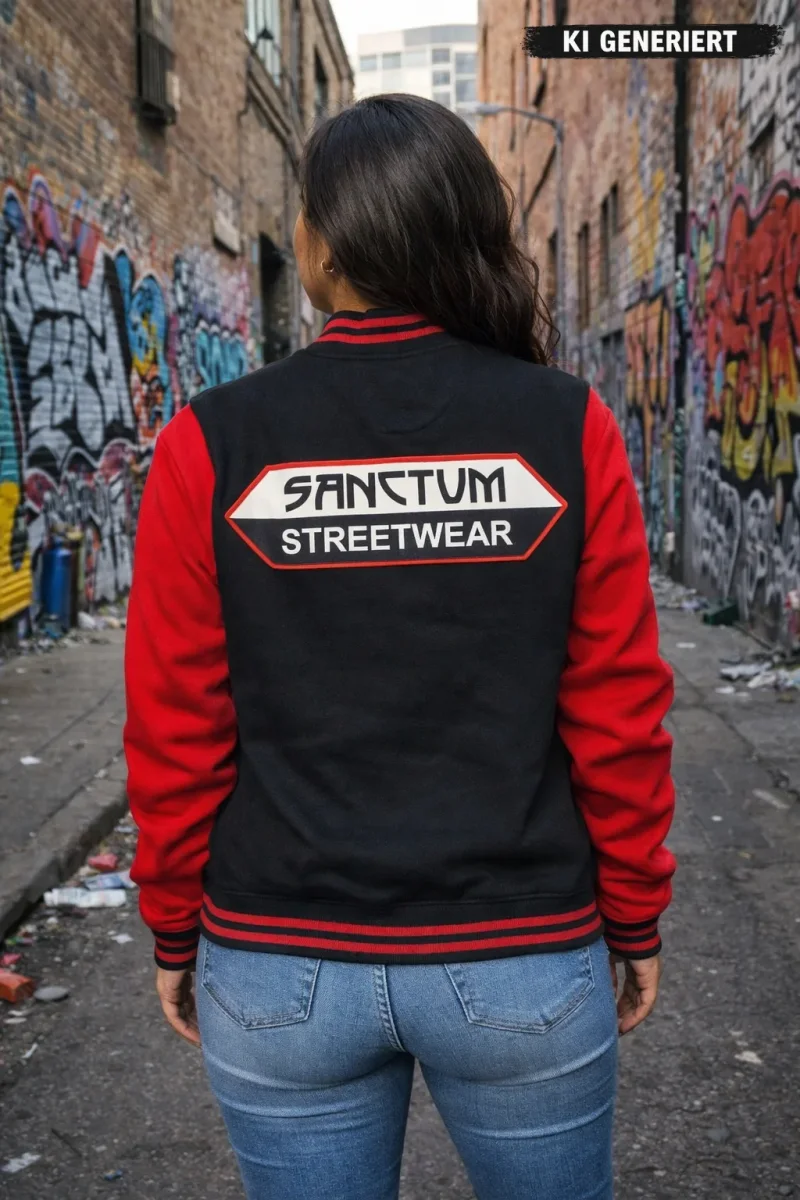 Sanctum Streetwear  College Jacke - black / red    Die College Jacke aus Sweatstoff mit gestreiften Rippbündchen am Kragen, Saum und Ärmelöffnungen.    Metalldruckknöpfe in Kontrast  zwei Einschubtaschen aus Oberstoff  innen angerauter Sweatstoff    Material: 65% Baumwolle, 35% Polyester  Oberstoff ( 300g/ m²)