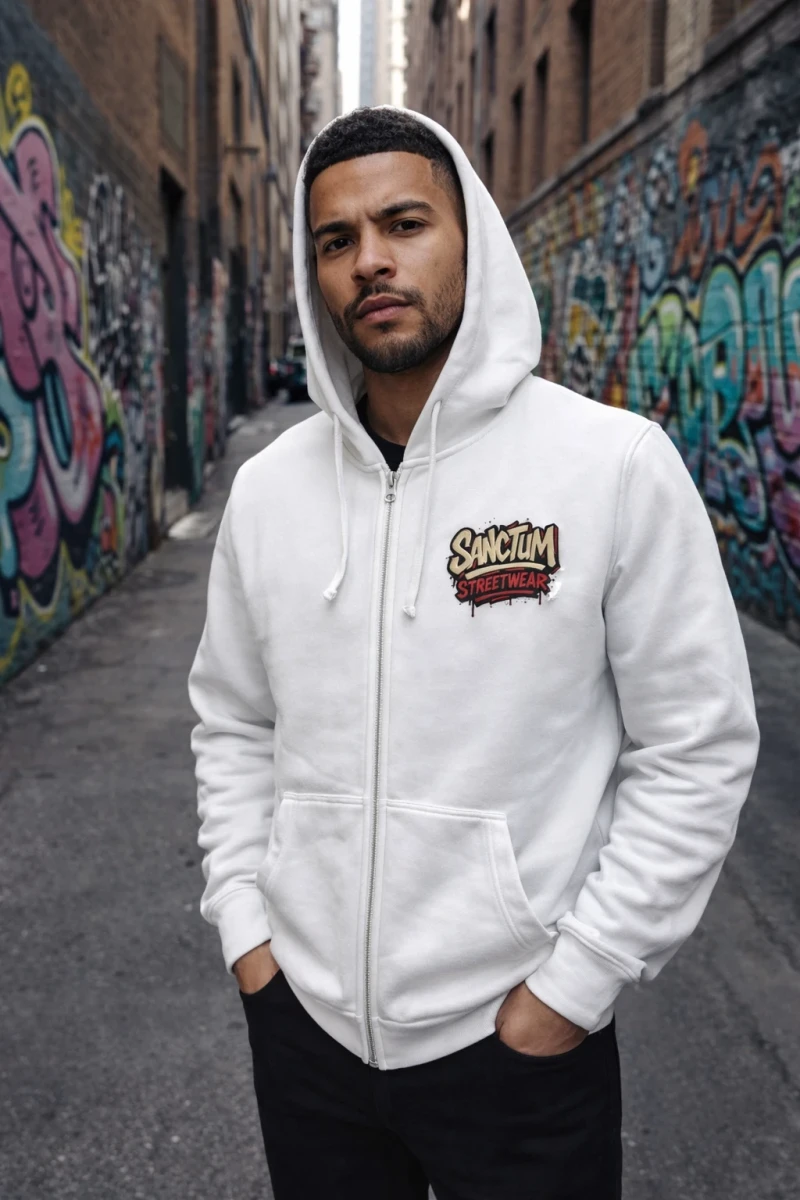Sanctum Streetwear  Hooded Jacket Graffiti - white   Klassische Sweatjacke mit Kapuze  Sweat-Qualität mit angerauter Innenseite  Doppellagige Kapuze mit Kordelzug  zwei Einschubtaschen  Neecktape  Bündchen mit Elasthan  Farbe: white  Material: 80% Baumwolle, 20% Polyester Oberstoff ( 280g/ m²) 