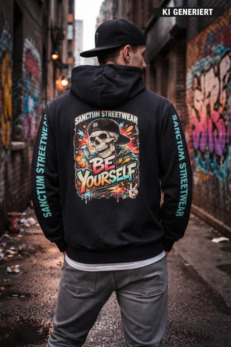 Sanctum Streetwear  Hooded Jacket Be yourself - navy   Klassische Sweatjacke mit Kapuze  Sweat-Qualität mit angerauter Innenseite  Doppellagige Kapuze mit Kordelzug  zwei Einschubtaschen  Neecktape  Bündchen mit Elasthan  Farbe: navy  Material: 80% Baumwolle, 20% Polyester Oberstoff ( 280g/ m²) 