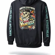 Sanctum Streetwear  Hooded Jacket Be yourself - navy    Klassische Sweatjacke mit Kapuze  Sweat-Qualität mit angerauter Innenseite  Doppellagige Kapuze mit Kordelzug  zwei Einschubtaschen  Necktape  Bündchen mit Elasthan    Material: 80% Baumwolle, 20% Polyester  Oberstoff ( 280g/ m²)