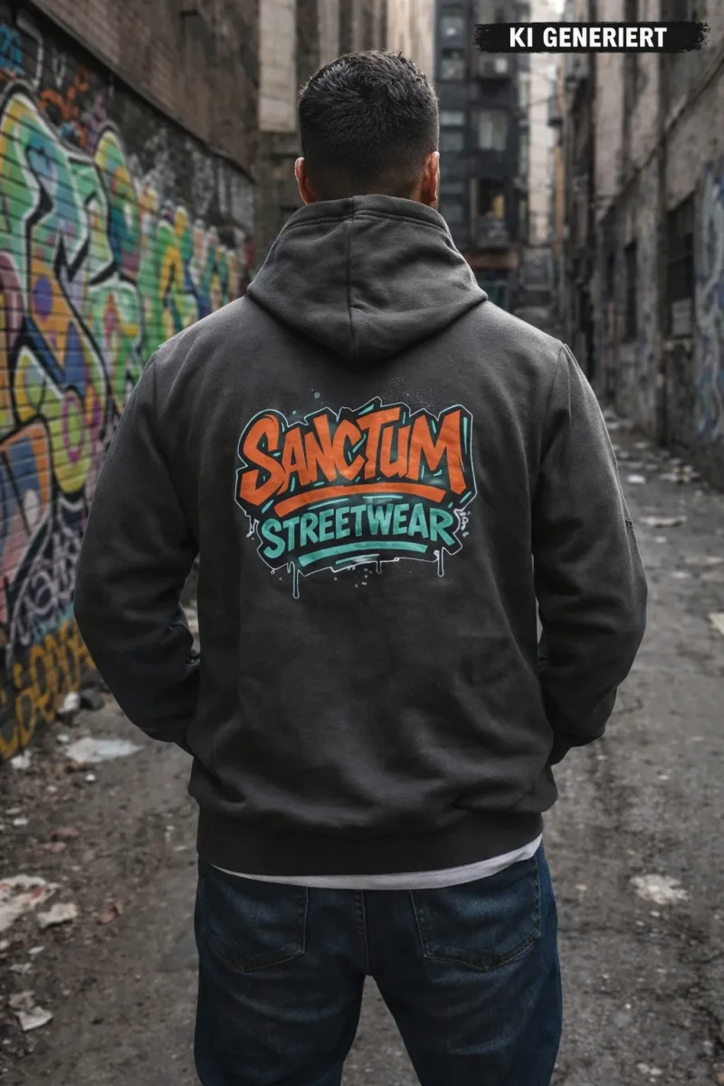 Sanctum Streetwear  Hooded Jacket Graffiti - graphite    Klassische Sweatjacke mit Kapuze  Sweat-Qualität mit angerauter Innenseite  Doppellagige Kapuze mit Kordelzug  zwei Einschubtaschen  Necktape  Bündchen mit Elasthan    Material: 80% Baumwolle, 20% Polyester  Oberstoff ( 280g/ m²)