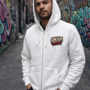 Sanctum Streetwear  Hooded Jacket Graffiti - white    Klassische Sweatjacke mit Kapuze  Sweat-Qualität mit angerauter Innenseite  Doppellagige Kapuze mit Kordelzug  zwei Einschubtaschen  Necktape  Bündchen mit Elasthan    Material: 80% Baumwolle, 20% Polyester  Oberstoff ( 280g/ m²)