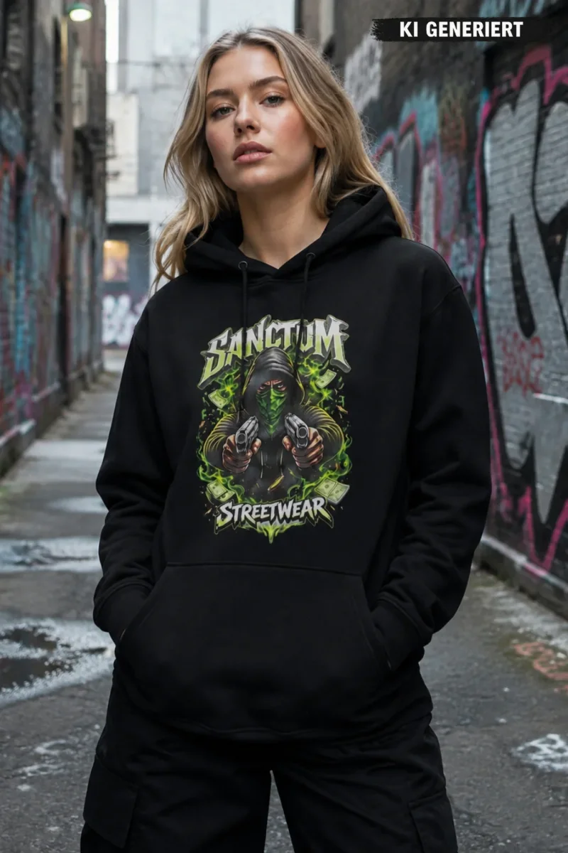 Sanctum Streetwear  Hoodie Cash & Chaos - black    Klassischer Kapuzensweater  Sweat-Qualität mit angerauter Innenseite  Doppellagige Kapuze mit Kordelzug  Necktape  Bündchen mit Elasthan    Material: 80% Baumwolle, 20% Polyester  Oberstoff ( 280g/ m²)