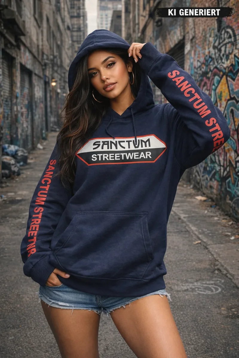 Sanctum Streetwear  Hoodie - navy    Klassischer Kapuzensweater  Sweat-Qualität mit angerauter Innenseite  Doppellagige Kapuze mit Kordelzug  Necktape  Bündchen mit Elasthan    Material: 80% Baumwolle, 20% Polyester  Oberstoff ( 280g/ m²)