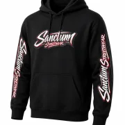Sanctum Streetwear  Hoodie Velocity - black    Der Name Sanctum Streetwear Hoodie Velocity klingt nach Speed, Dynamik, Bewegung und Racing.  Passend zu der schnellen, motorsportartigen Schriftgestaltung auf der Brust und auf den Ärmeln.    Klassischer Kapuzensweater  Sweat-Qualität mit angerauter Innenseite  Doppellagige Kapuze mit Kordelzug  Necktape  Bündchen mit Elasthan    Material: 80% Baumwolle, 20% Polyester  Oberstoff ( 280g/ m²)