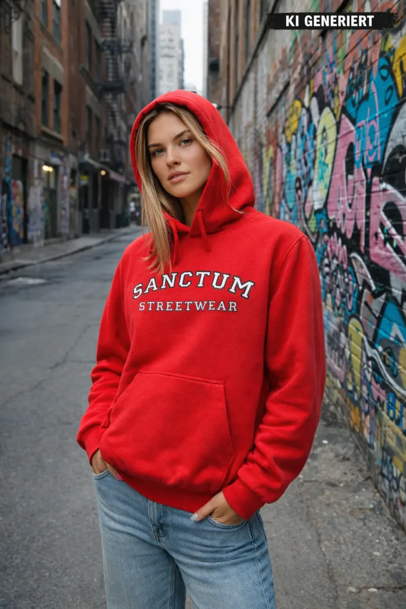 Sanctum Streetwear  Hoodie College Style - red  Klassischer Kapuzensweater  Sweat-Qualität mit angerauter Innenseite  Doppellagige Kapuze mit Kordelzug  Necktape  Bündchen mit Elasthan    Material: 80% Baumwolle, 20% Polyester  Oberstoff ( 280g/ m²)