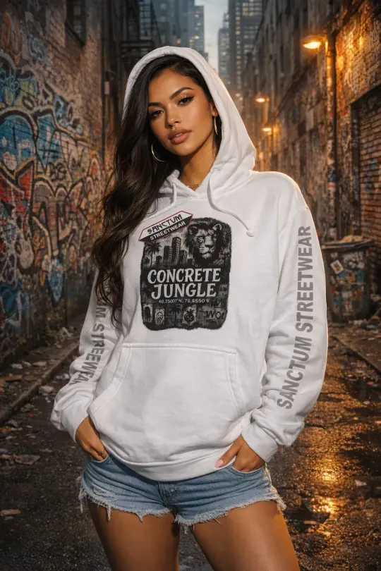 Sanctum Streetwear Hoodie Concrete Jungle - white