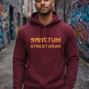 Sanctum Streetwear  Hoodie Frameless - burgundy  Klassischer Kapuzensweater  Sweat-Qualität mit angerauter Innenseite  Doppellagige Kapuze mit Kordelzug  Necktape  Bündchen mit Elasthan    Material: 80% Baumwolle, 20% Polyester  Oberstoff ( 280g/ m²) 