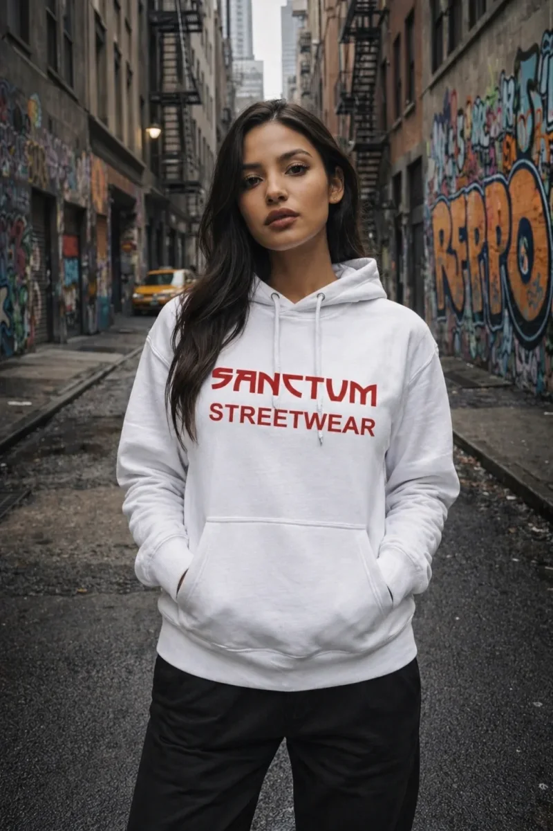 Sanctum Streetwear  Hoodie Frameless - white  Klassischer Kapuzensweater  Sweat-Qualität mit angerauter Innenseite  Doppellagige Kapuze mit Kordelzug  Necktape  Bündchen mit Elasthan    Material: 80% Baumwolle, 20% Polyester  Oberstoff ( 280g/ m²) 