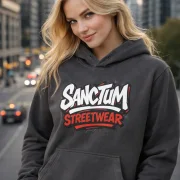 Sanctum Streetwear  Hoodie Graffiti - graphite  Klassischer Kapuzensweater  Sweat-Qualität mit angerauter Innenseite  Doppellagige Kapuze mit Kordelzug  Necktape  Bündchen mit Elasthan    Material: 80% Baumwolle, 20% Polyester  Oberstoff ( 280g/ m²) 