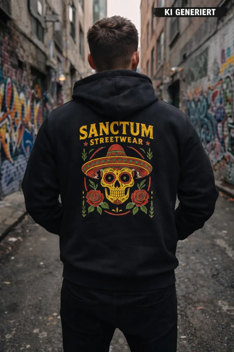 Sanctum Streetwear  Hoodie Sombrero - black  Klassischer Kapuzensweater  Sweat-Qualität mit angerauter Innenseite  Doppellagige Kapuze mit Kordelzug  Necktape  Bündchen mit Elasthan    Material: 80% Baumwolle, 20% Polyester  Oberstoff ( 280g/ m²)