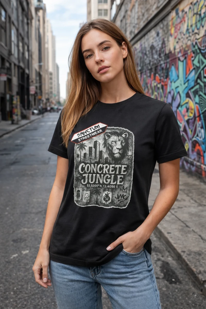Sanctum Streetwear  T-Shirt Concrete Jungle - black   Dieses Rundhals T-Shirt überzeugt durch seinen zeitlosen Schnitt und dem hohen Tragekomfort.  Klassischer Rundhalsausschnitt  Single Jersey  Material: 100% Baumwolle Oberstoff ( 180g/ m²) 