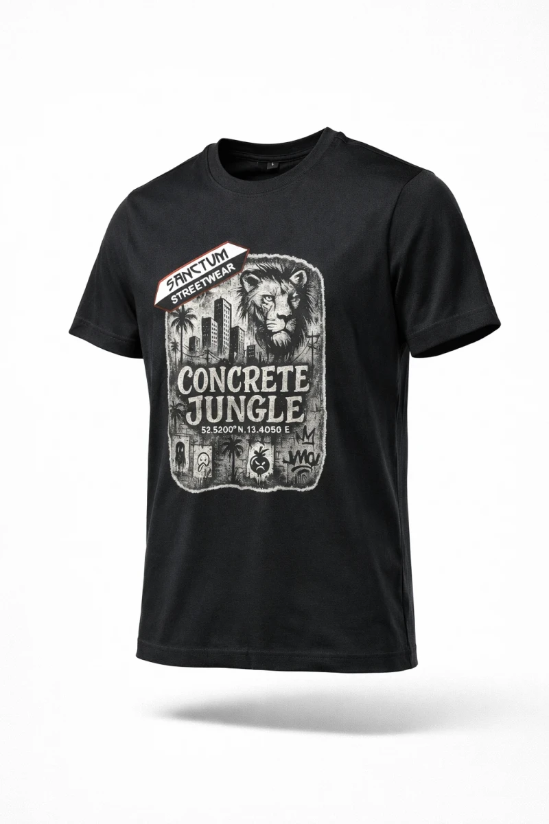 Sanctum Streetwear  T-Shirt Concrete Jungle - black   Dieses Rundhals T-Shirt überzeugt durch seinen zeitlosen Schnitt und dem hohen Tragekomfort.  Klassischer Rundhalsausschnitt  Single Jersey  Material: 100% Baumwolle Oberstoff ( 180g/ m²) 