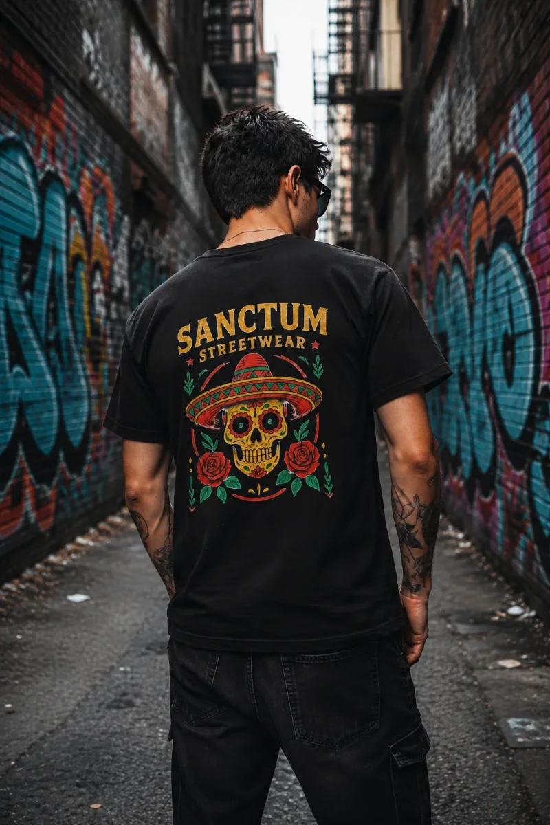 Sanctum Streetwear  T-Shirt Sombrero - black  Dieses Rundhals T-Shirt überzeugt durch seinen zeitlosen Schnitt und dem hohen Tragekomfort.    Klassischer Rundhalsausschnitt  Single Jersey    Material: 100% Baumwolle  Oberstoff ( 180g/ m²)