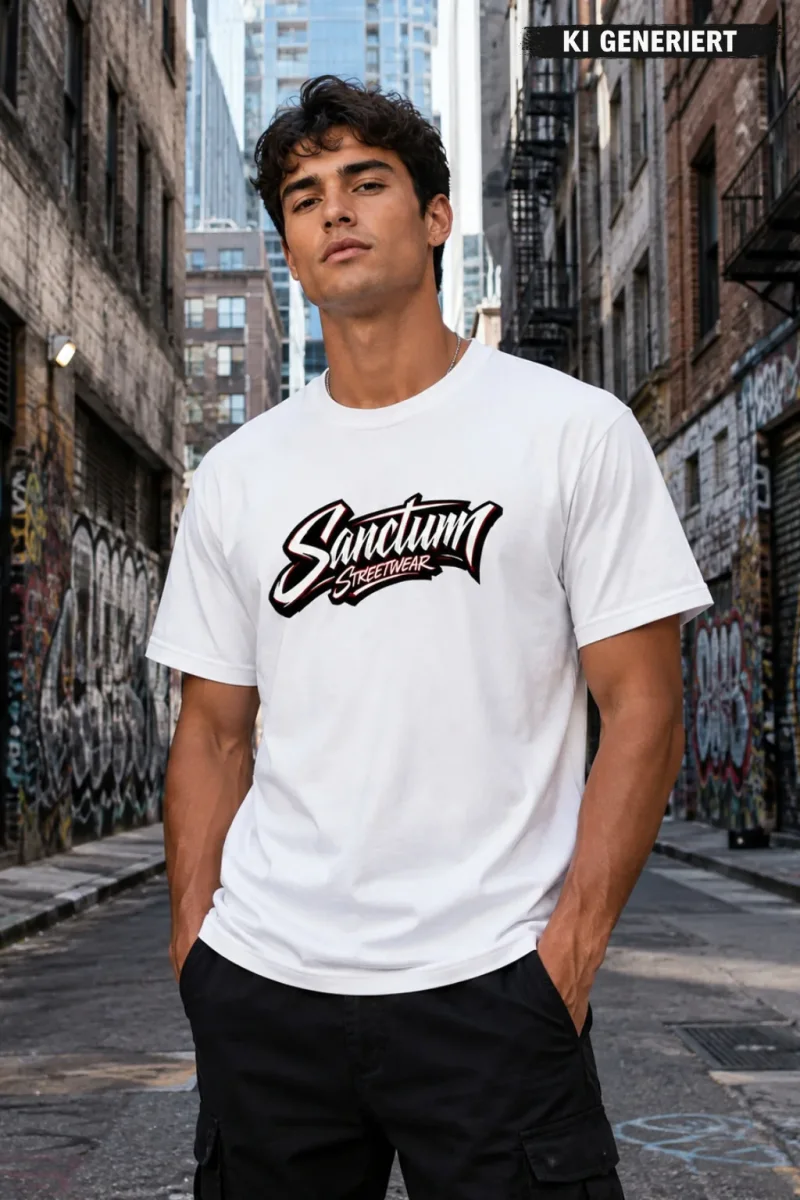 Sanctum Streetwear  T-Shirt Velocity - white  Der Name Sanctum Streetwear T-Shirt Velocity klingt nach Speed, Dynamik, Bewegung und Racing.  Passend zu der schnellen, motorsportartigen Schriftgestaltung auf der Brust.  Dieses Rundhals T-Shirt überzeugt durch seinen zeitlosen Schnitt und dem hohen Tragekomfort.    Klassischer Rundhalsausschnitt  Single Jersey    Material: 100% Baumwolle  Oberstoff ( 180g/ m²)