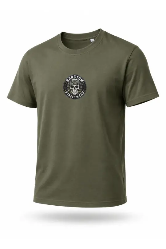 Sanctum Streetwear T-Shirt Camo Skull - oliv