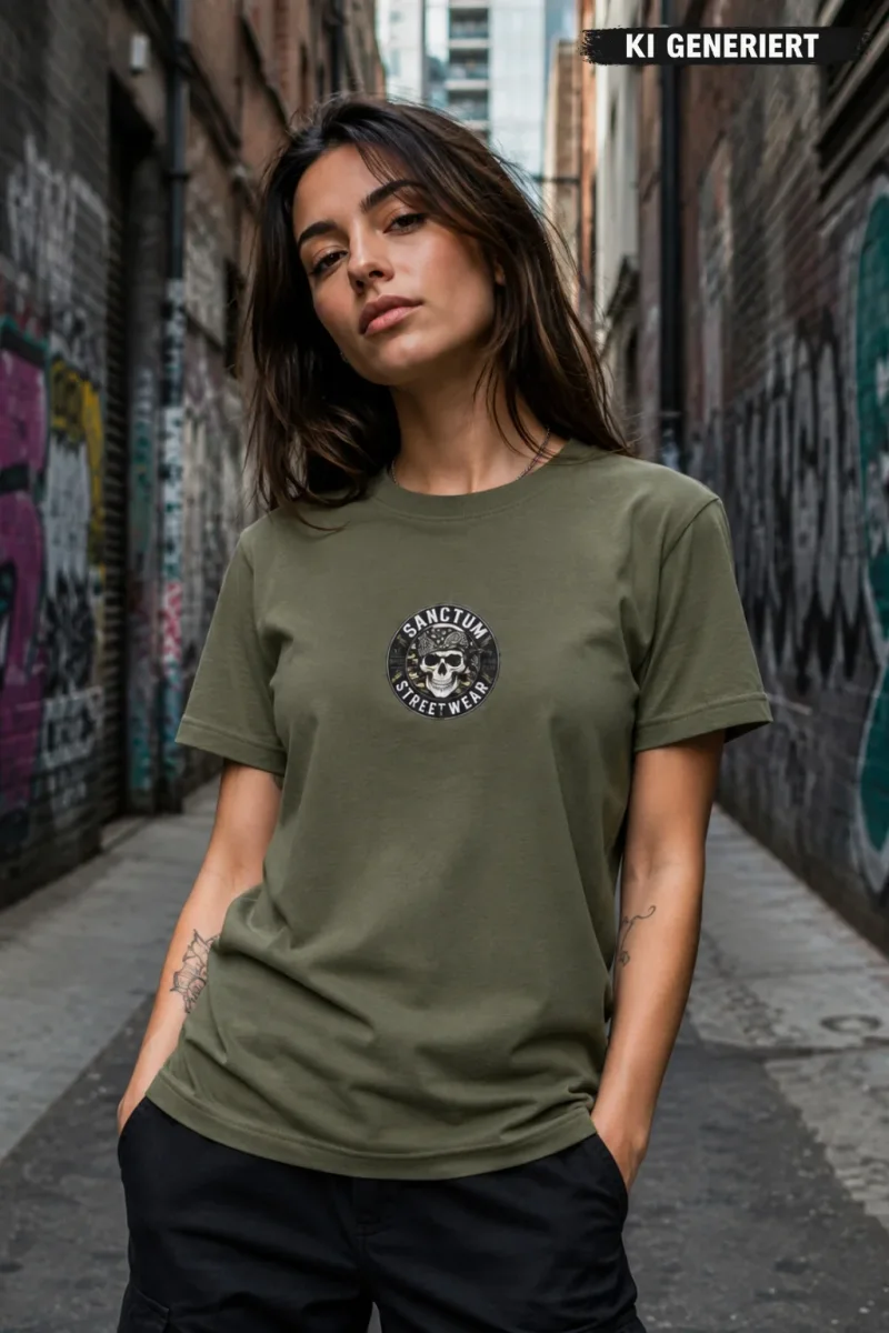 Sanctum Streetwear  T-Shirt Camo Skull - oliv  Dieses Rundhals T-Shirt überzeugt durch seinen zeitlosen Schnitt und dem hohen Tragekomfort.    Klassischer Rundhalsausschnitt  Single Jersey    Material: 100% Baumwolle  Oberstoff ( 180g/ m²)