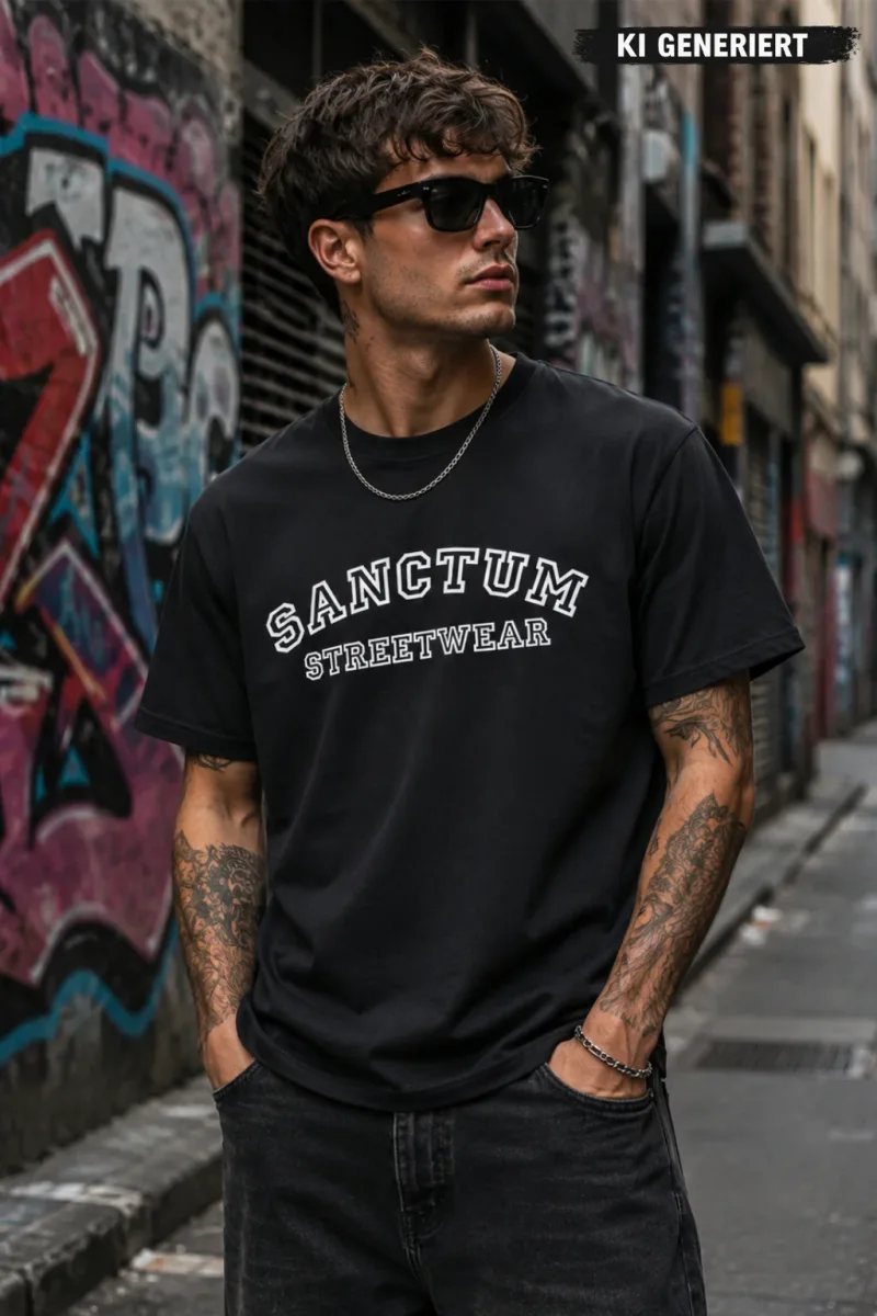 Sanctum Streetwear  T-Shirt College Style - black  Dieses Rundhals T-Shirt überzeugt durch seinen zeitlosen Schnitt und dem hohen Tragekomfort.    Klassischer Rundhalsausschnitt  Single Jersey    Material: 100% Baumwolle  Oberstoff ( 180g/ m²)