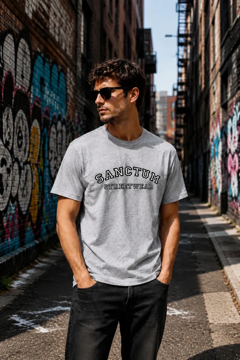 Sanctum Streetwear  T-Shirt College Style - grey-heather  Dieses Rundhals T-Shirt überzeugt durch seinen zeitlosen Schnitt und dem hohen Tragekomfort.    Klassischer Rundhalsausschnitt  Single Jersey    Material: 100% Baumwolle  Oberstoff ( 180g/ m²)