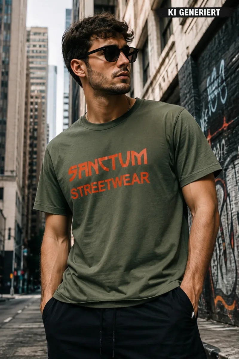 Sanctum Streetwear  T-Shirt Frameless - oliv  Dieses Rundhals T-Shirt überzeugt durch seinen zeitlosen Schnitt und dem hohen Tragekomfort.    Klassischer Rundhalsausschnitt  Single Jersey    Material: 100% Baumwolle  Oberstoff ( 180g/ m²)
