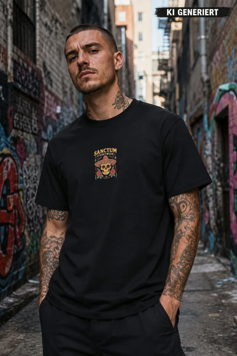 Sanctum Streetwear  T-Shirt Sombrero - black  Dieses Rundhals T-Shirt überzeugt durch seinen zeitlosen Schnitt und dem hohen Tragekomfort.    Klassischer Rundhalsausschnitt  Single Jersey    Material: 100% Baumwolle  Oberstoff ( 180g/ m²)