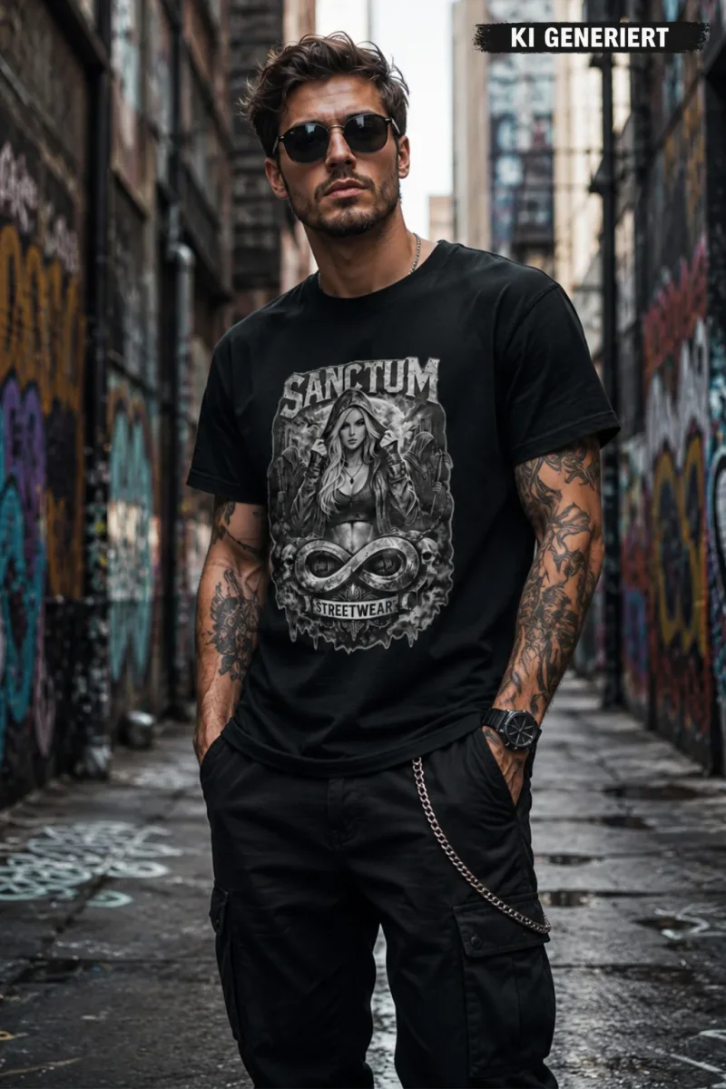 Sanctum Streetwear  T-Shirt Top 8 - black  Dieses Rundhals T-Shirt überzeugt durch seinen zeitlosen Schnitt und dem hohen Tragekomfort.    Klassischer Rundhalsausschnitt  Single Jersey    Material: 100% Baumwolle  Oberstoff ( 180g/ m²)