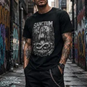Sanctum Streetwear  T-Shirt Top 8 - black  Dieses Rundhals T-Shirt überzeugt durch seinen zeitlosen Schnitt und dem hohen Tragekomfort.    Klassischer Rundhalsausschnitt  Single Jersey    Material: 100% Baumwolle  Oberstoff ( 180g/ m²)
